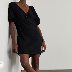 Deiji Studios black Linen mini dress XS
